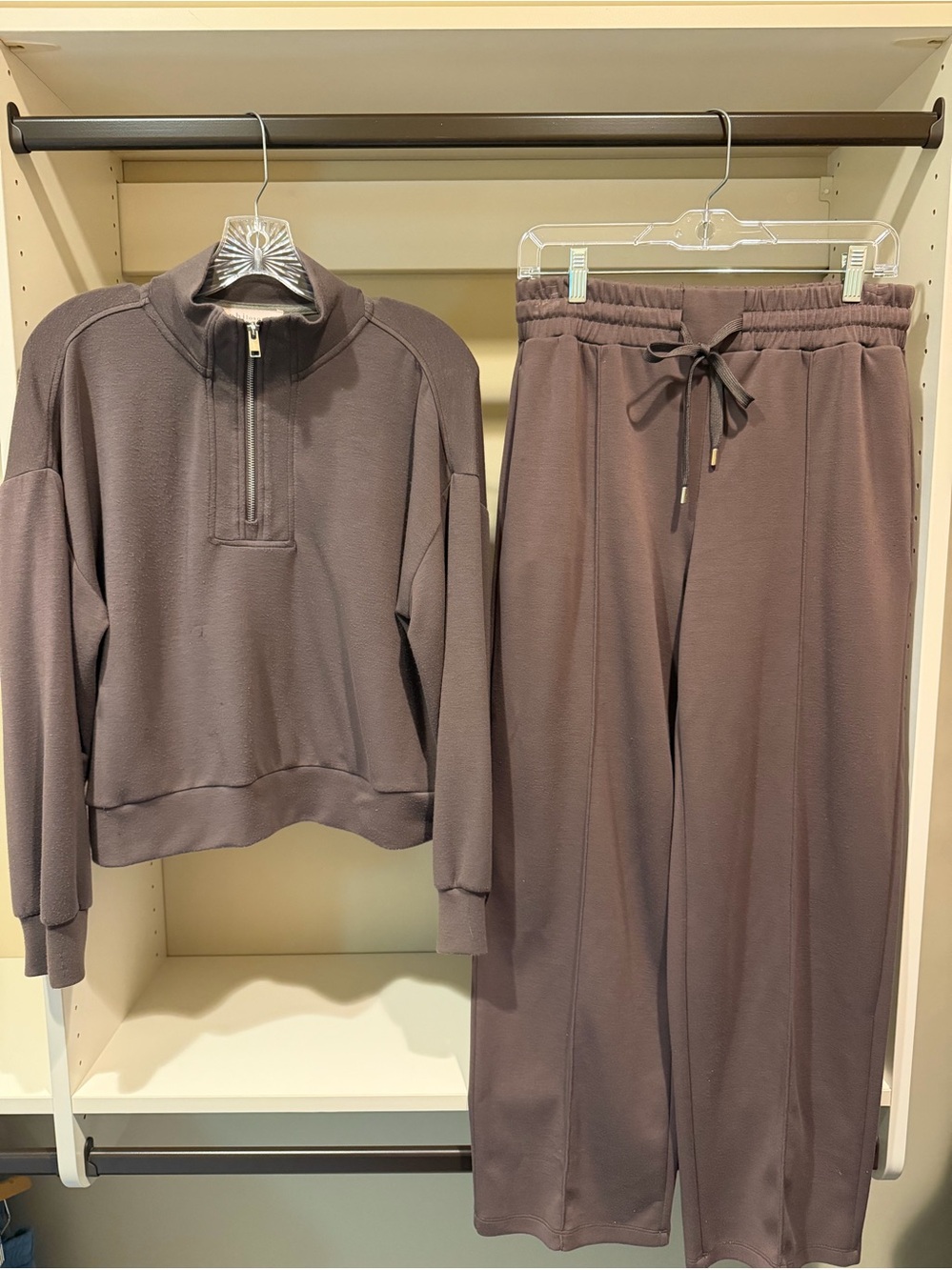 Philosophy Cozy Pullover Quarter-Zip & Drawstring Pants Set in Mauve
